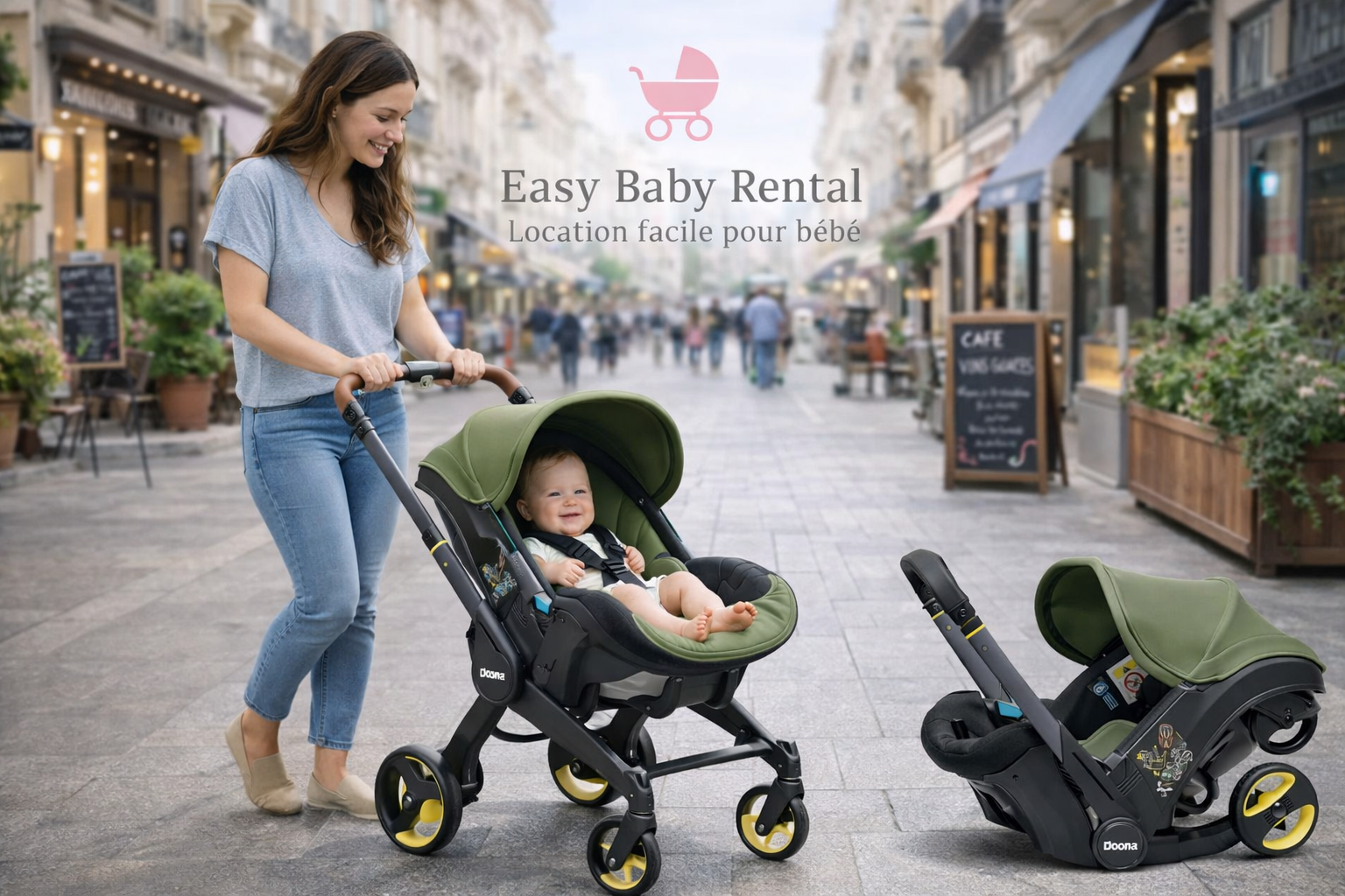 Poussette Doona + 2 en 1 de la naissance à 15 mois