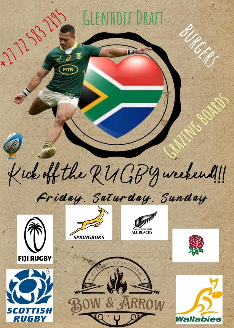 Watch rugby and enjoy a meal at Bow and Arrow restaurant at Outeniqua Game Farm