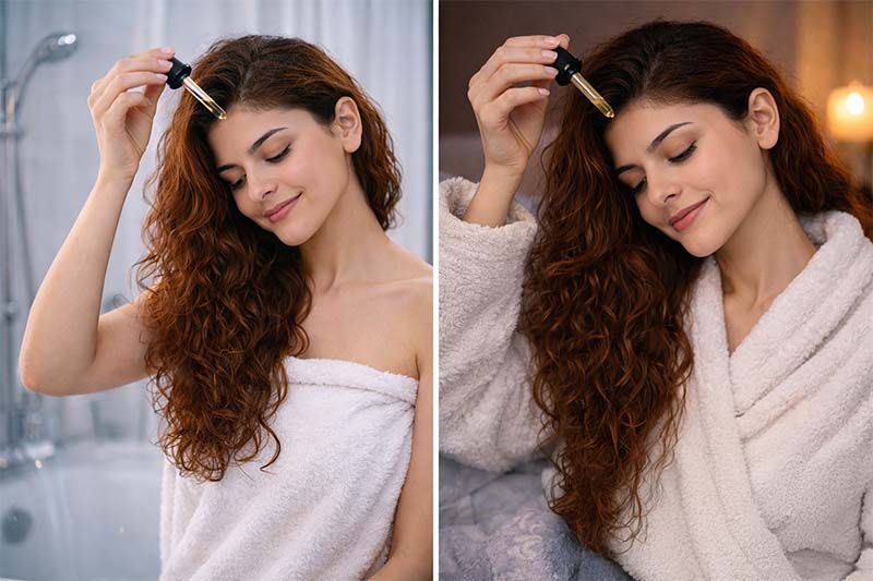 أفضل وقت لاستخدام زيت الشعر: قبل النوم أم قبل الشاور؟ دليل عملي حسب نوع الشعر