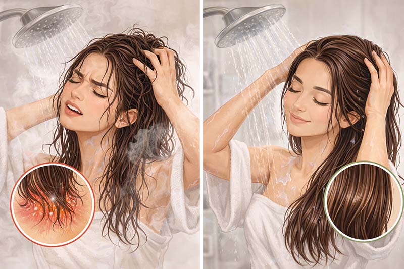 هل الماء الساخن يضر الشعر وفروة الرأس؟ الحقيقة الكاملة