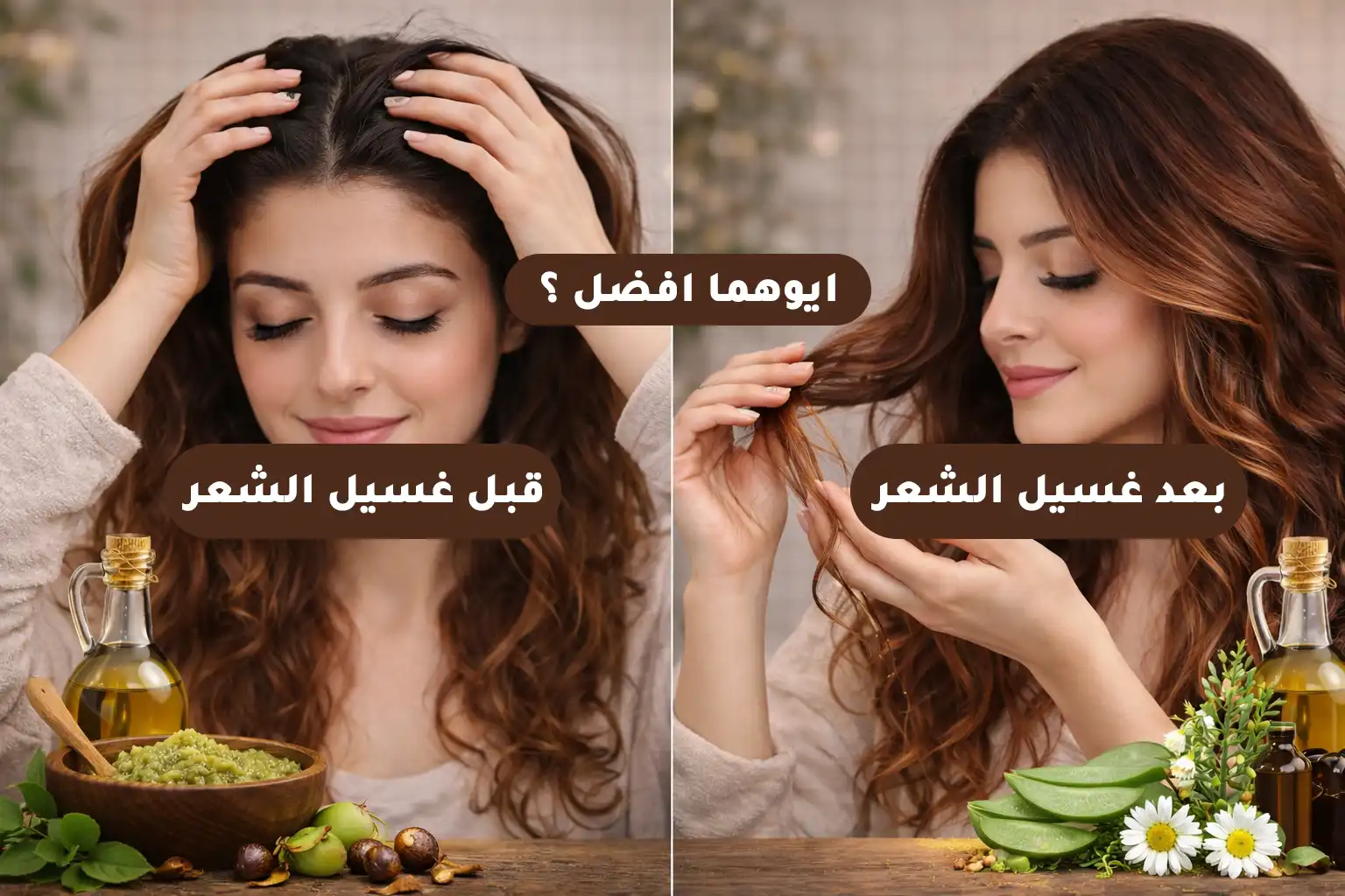 هل زيت الشعر قبل الغسل أم بعده؟ وكيف تختار الوقت الصحيح؟