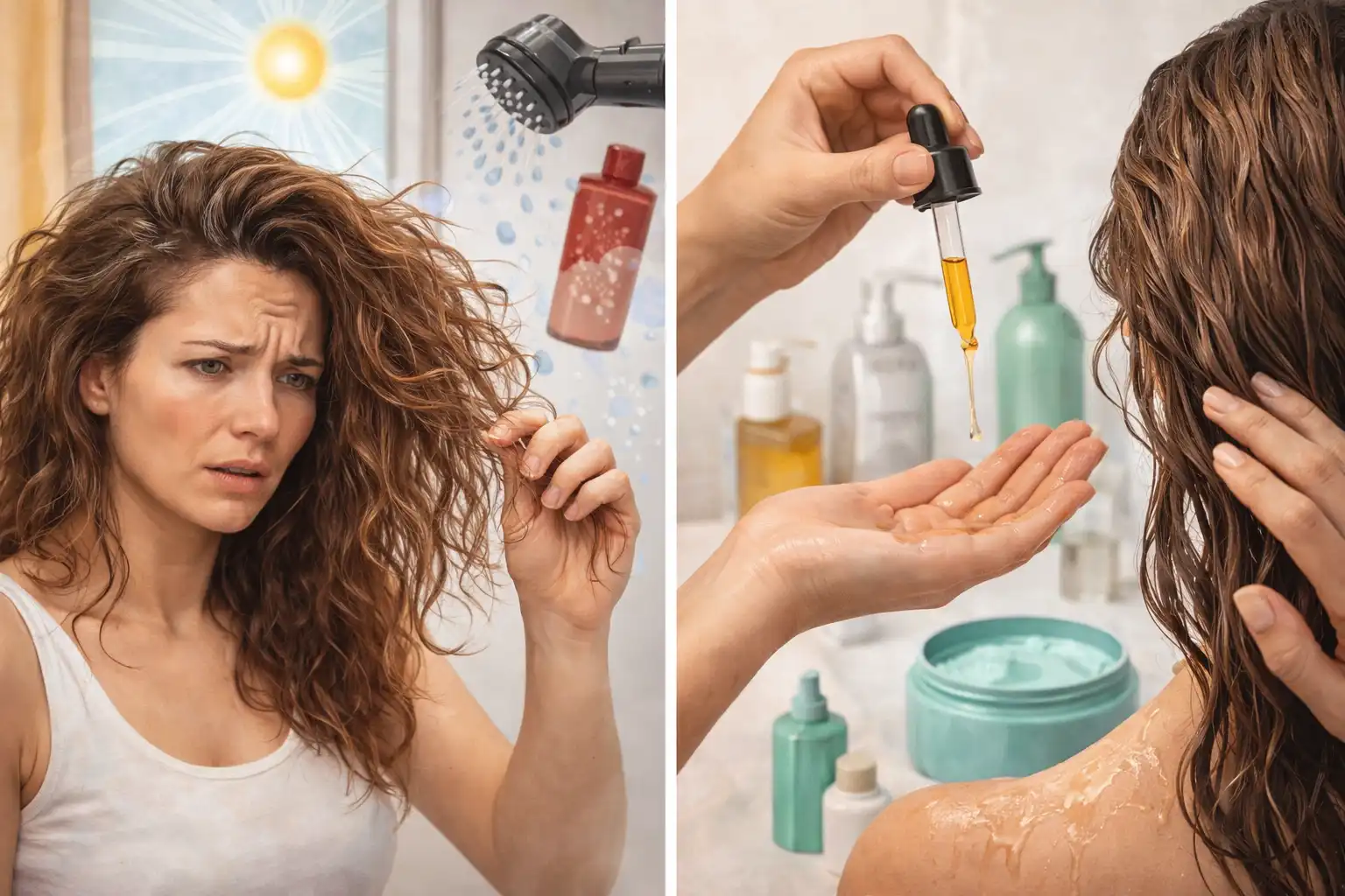 جفاف الشعر - الأسباب اليومية وخطوات الترطيب الذكية