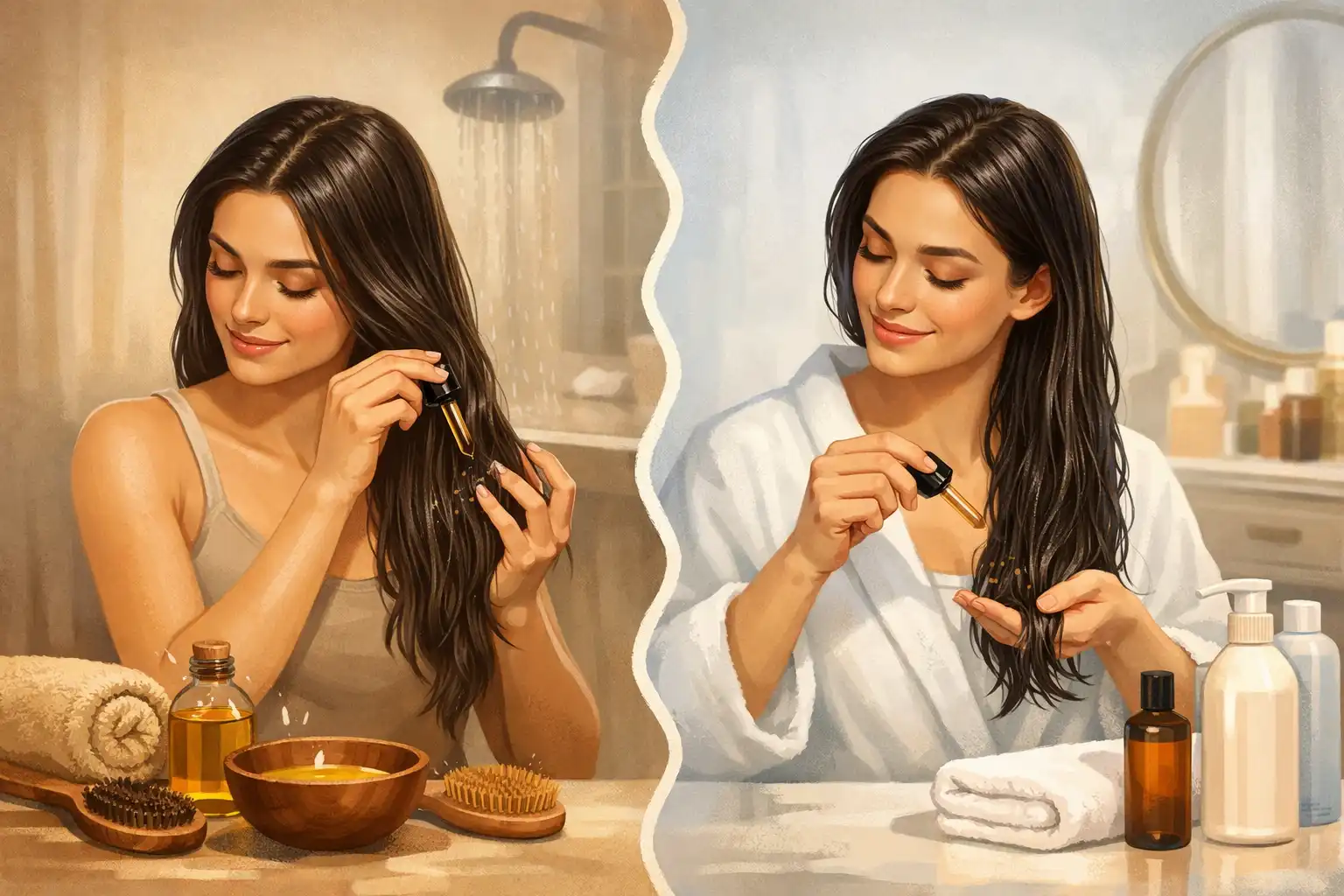 أفضل وقت لوضع زيت الشعر - قبل الغسل أم بعده