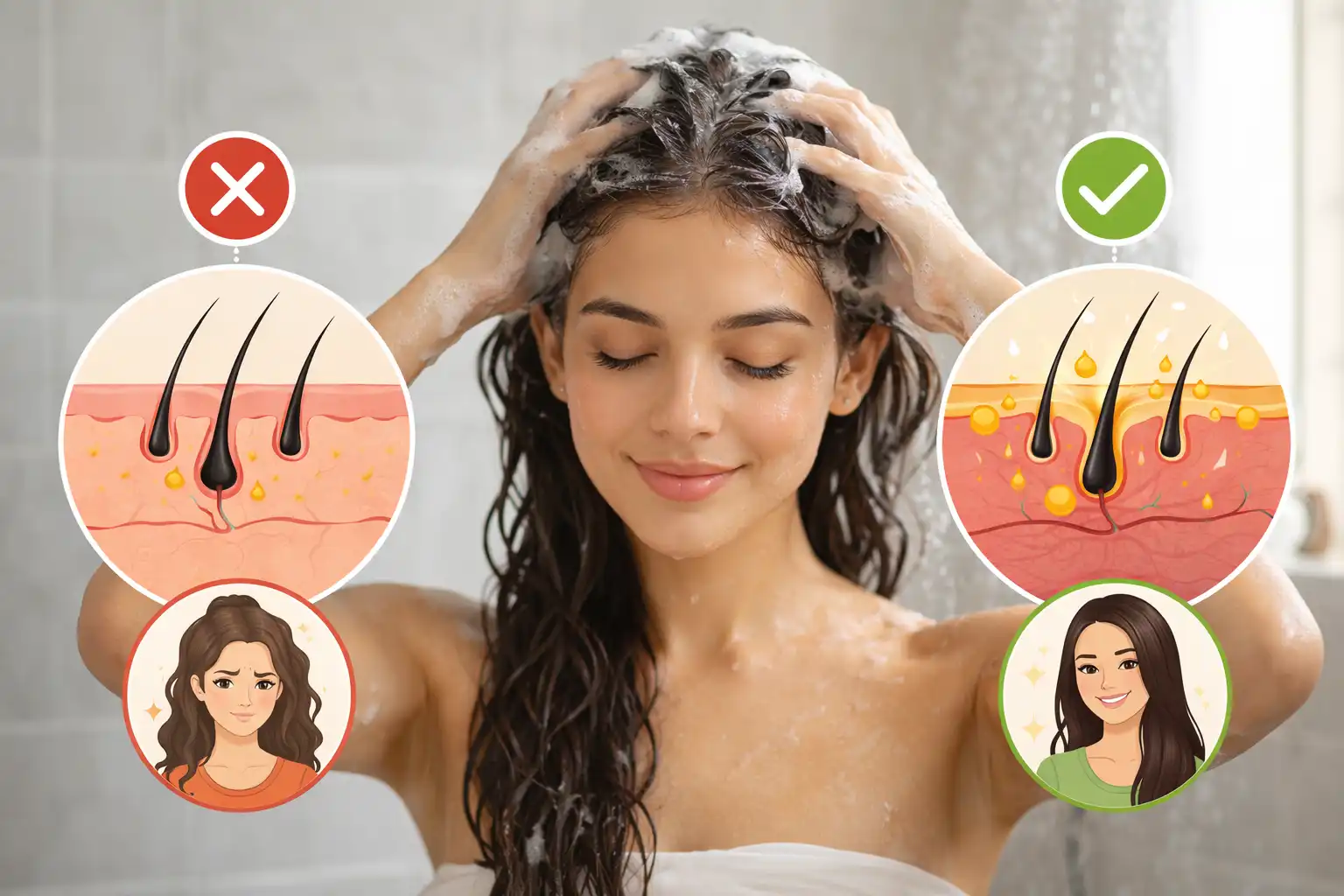 هل غسل الشعر يوميًا يضر الإجابة حسب نوع الفروة
