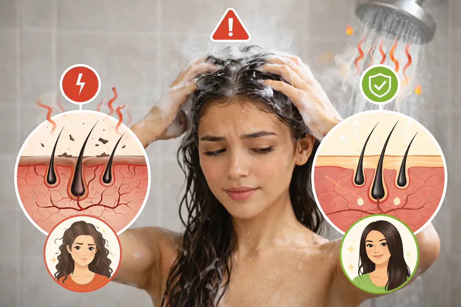 هل الماء الساخن يضعف الشعر