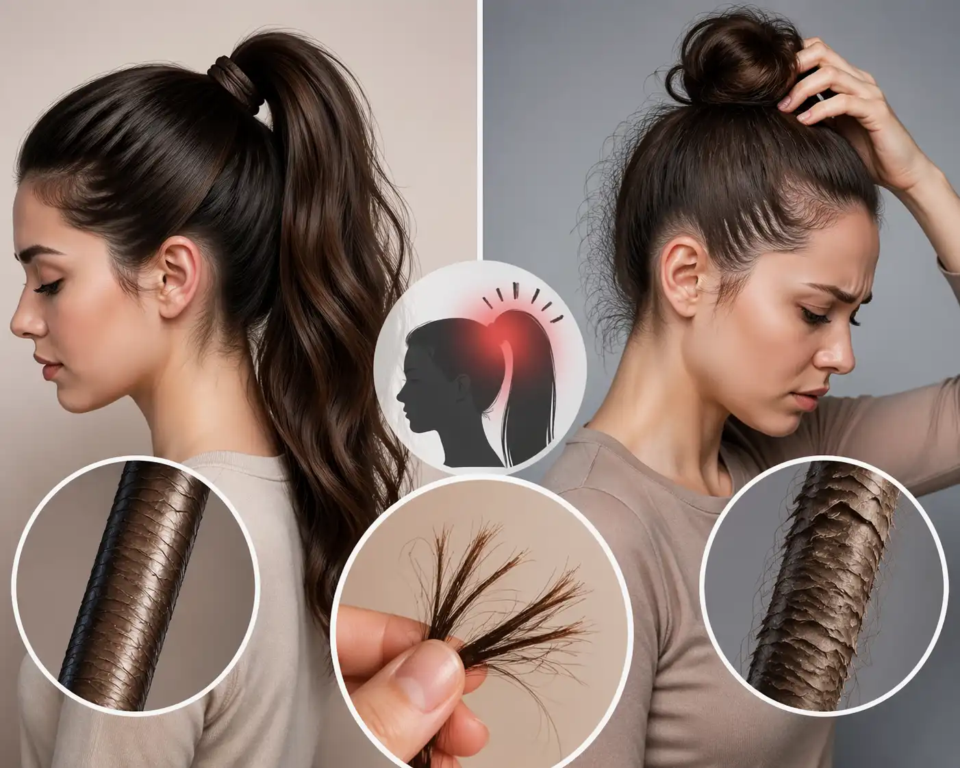 هل ربط الشعر بقوة يسبب ضعفًا وتكسرًا