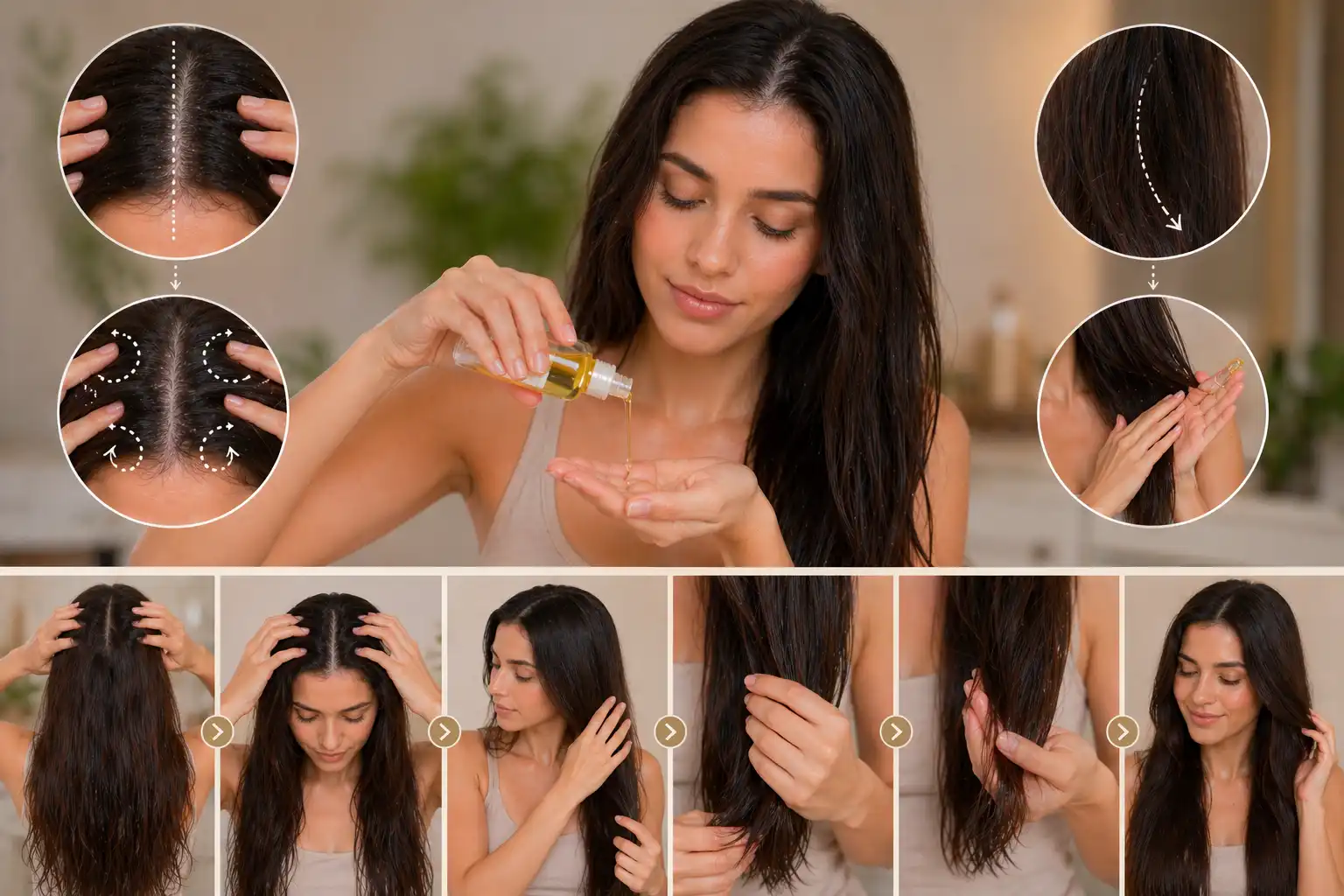 كيف توزع زيت الشعر بشكل صحيح
