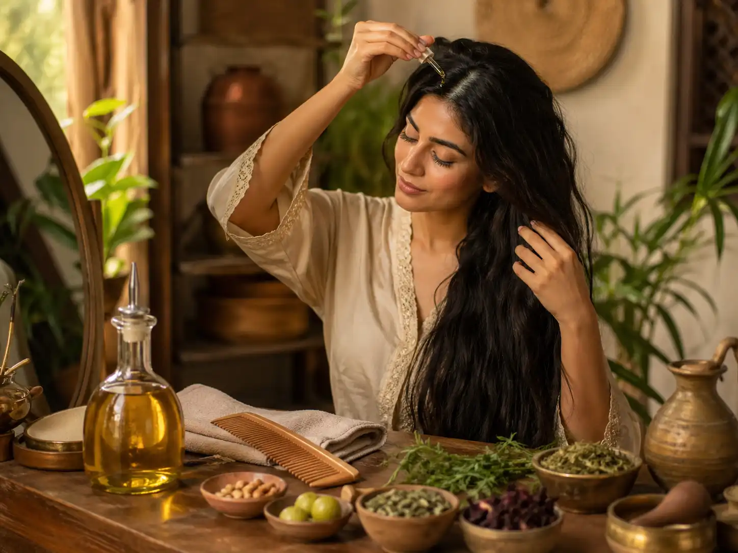 زيت الشعر القبائلي ضمن روتين العناية الأسبوعي بالشعر