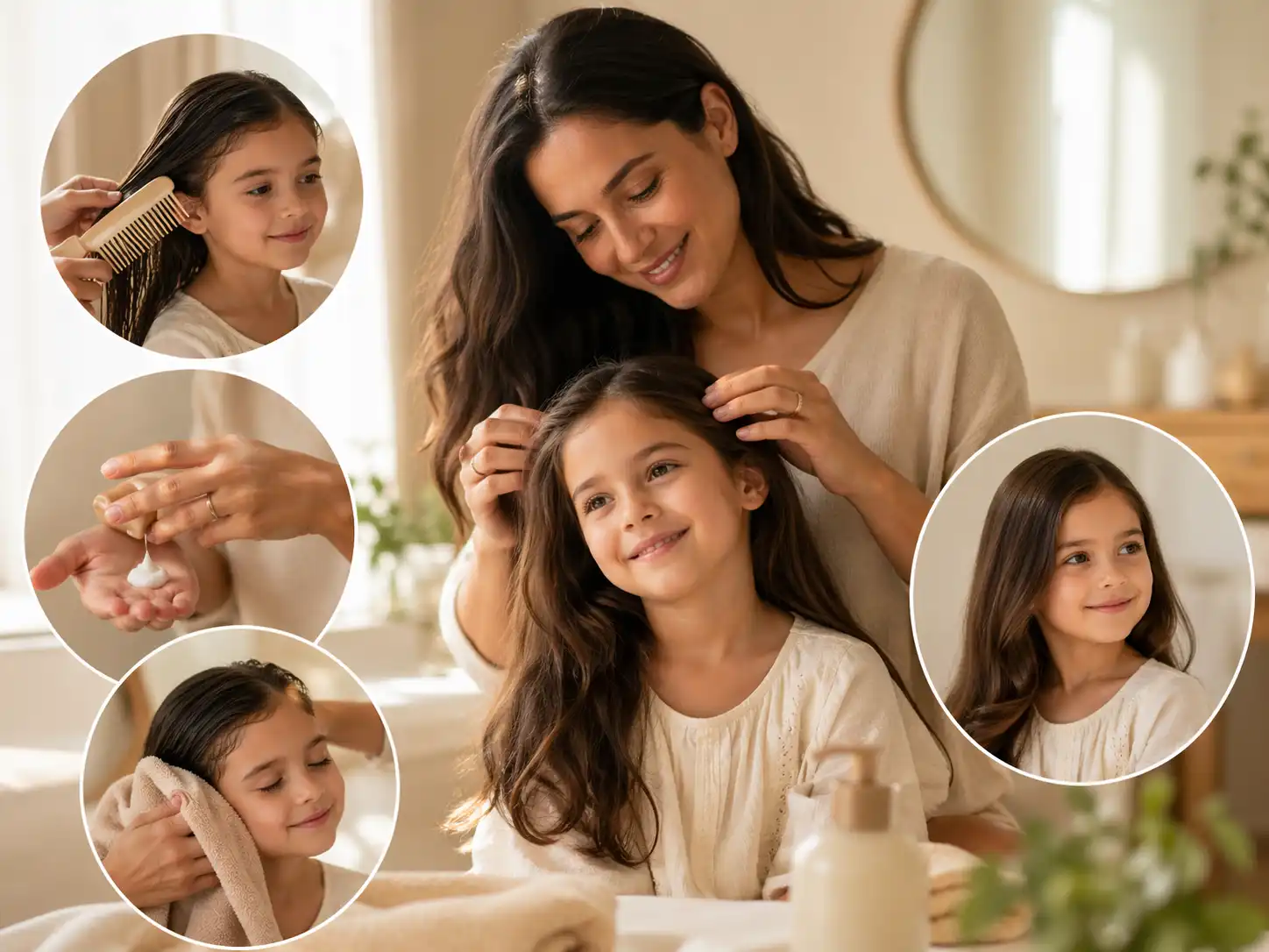 العناية بالشعر للأطفال بلطف وبدون مبالغة