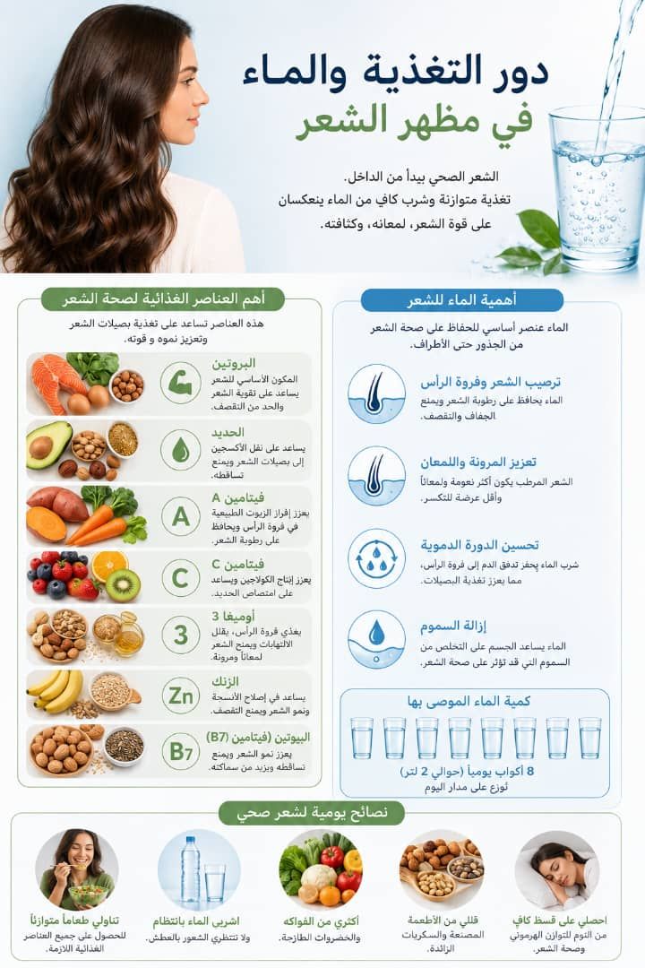 The role of nutrition and water in hair appearance