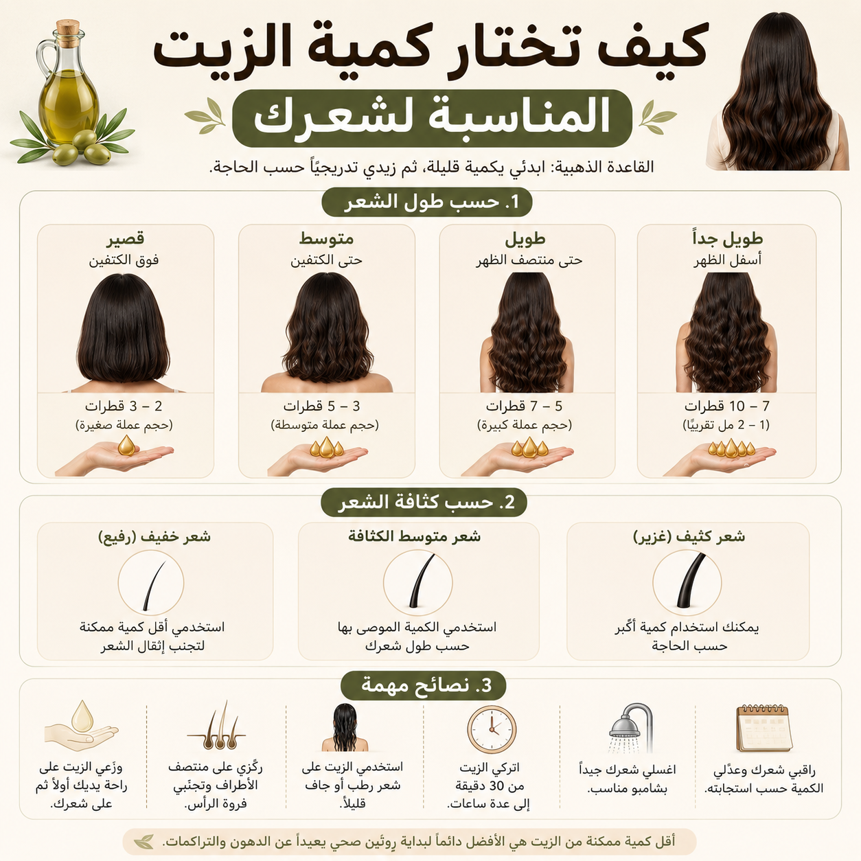 كيف تختار كمية الزيت المناسبة لشعرك