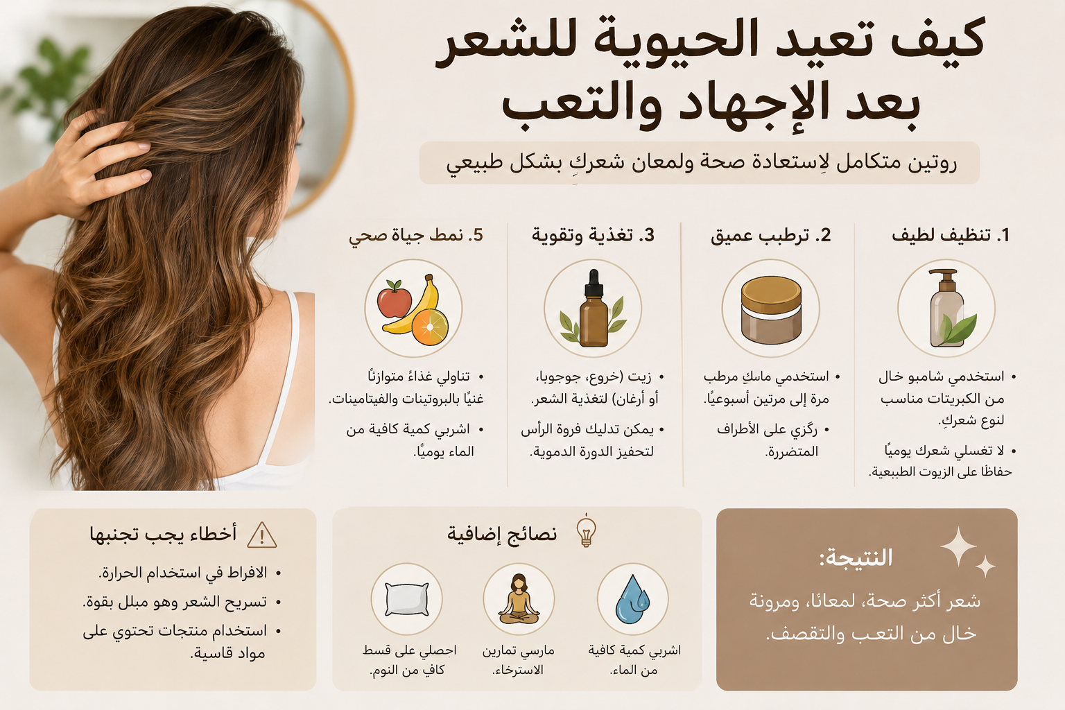 كيف تعيد الحيوية للشعر بعد الإجهاد والتعب