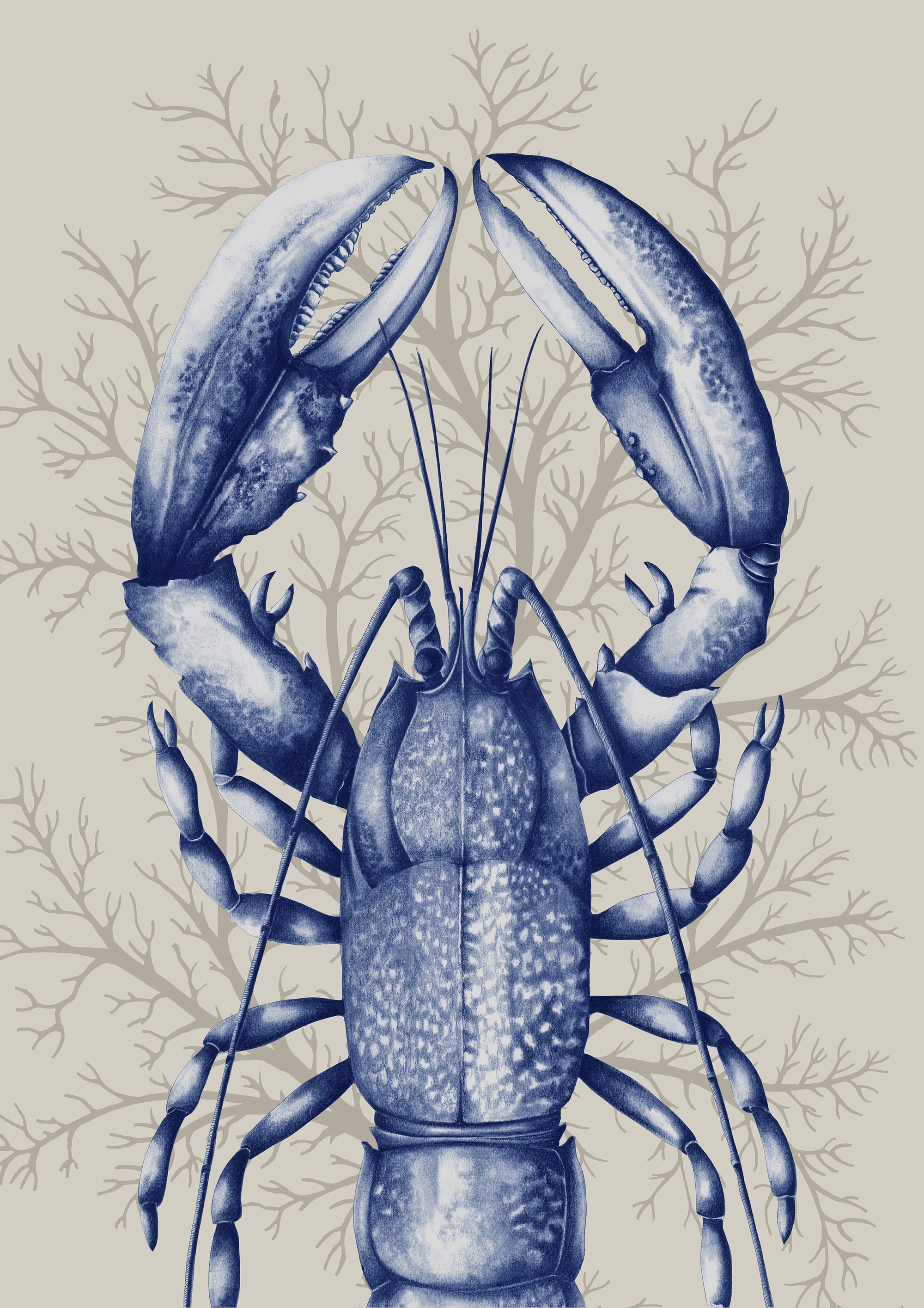 Homard en camaïeu de bleu