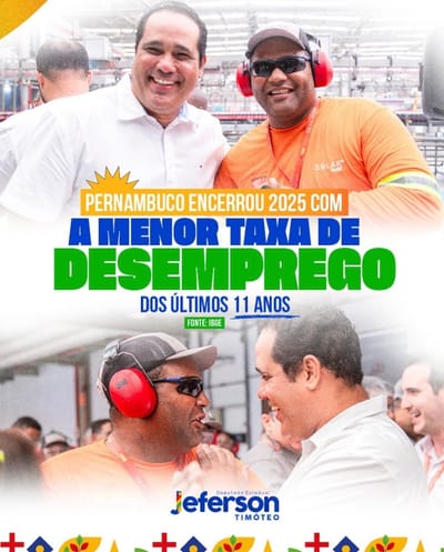 Pernambuco encerra 2025 com a menor taxa de desemprego dos últimos 11 anos