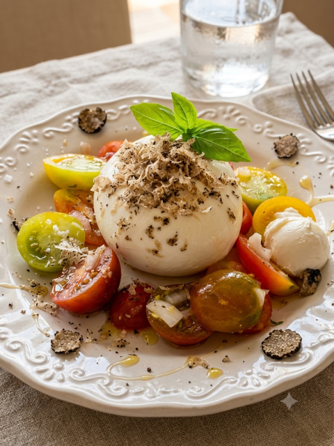 La tomate mozzarella truffée, glace mascarpone