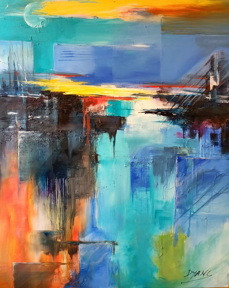 Urban Horizon"  original painting Size: 110 x 90 cm / 47.2 x 31.5 inches Mixed media on canvas