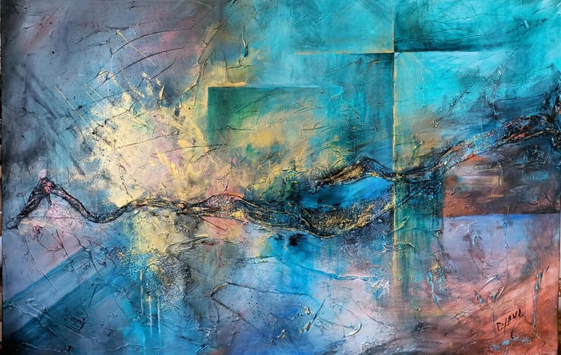 "Oceanic Mystery" original painting Size: 120 x 80 cm / 47.2 x 31.5 inches Mixed media on canvas