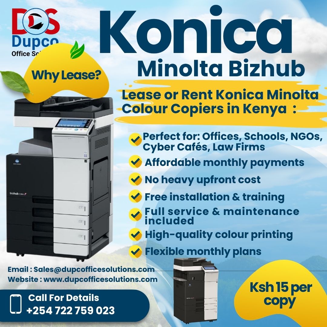 Konica Minolta Color Copier Rental & Leasing in Kenya | Affordable Monthly Plans + 15 Ksh Per Copy