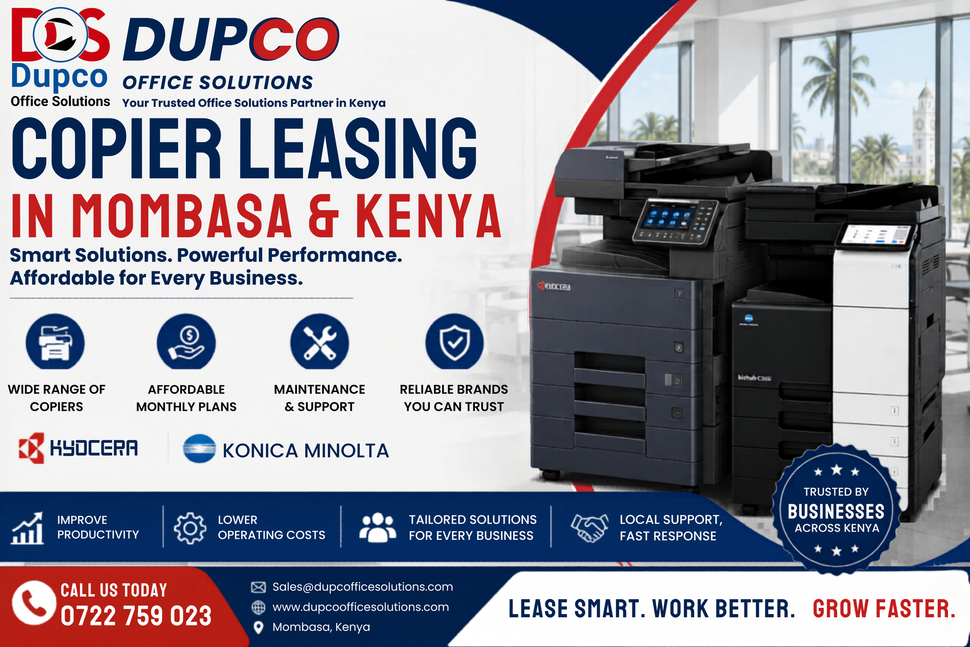 Copier Leasing in Mombasa & Kenya  - Dupco Office Solutions