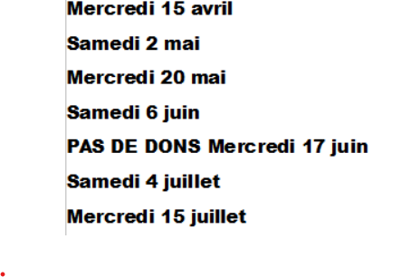 Calendrier des dons