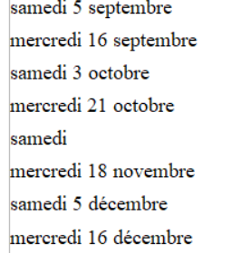 Calendrier des dons