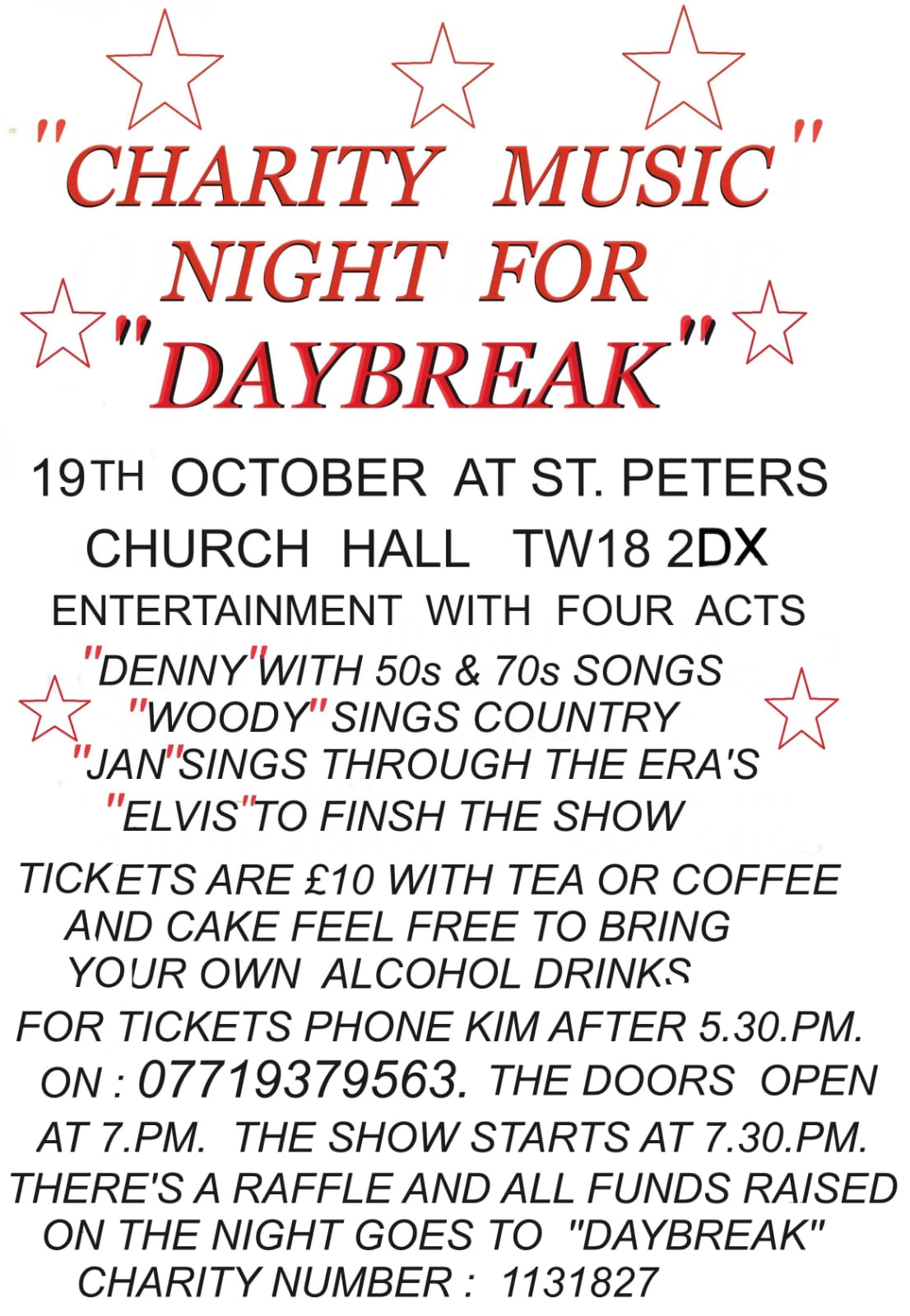 Charity Musical Evening 19th Oct