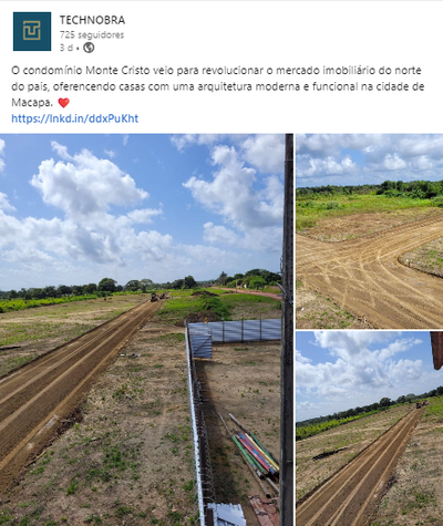 Obras do Condomínio Monte Cristo a todo vapor.