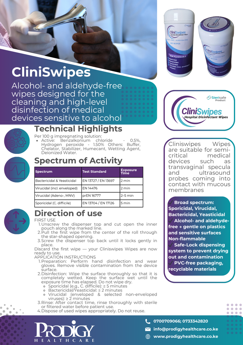 CLINISWIPES HIGH-LEVEL DISINFECTANT WIPES