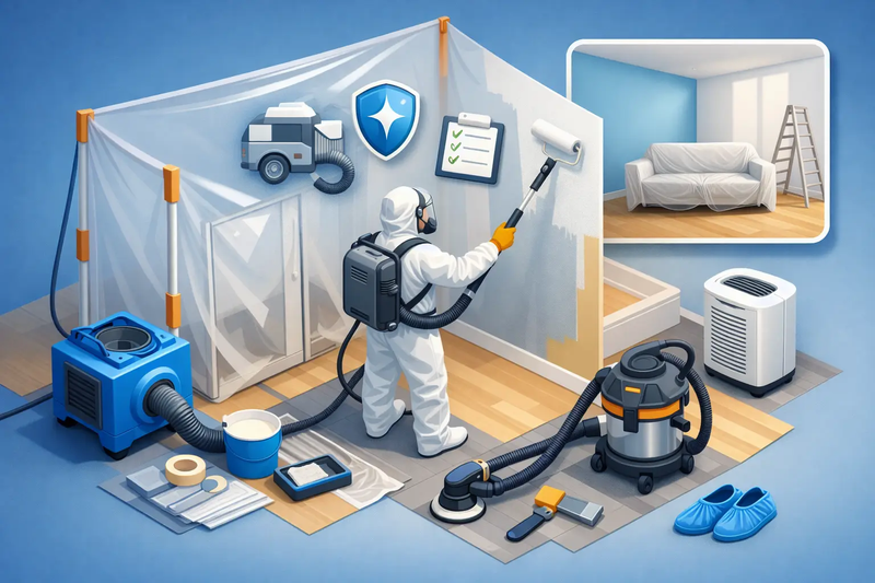 Guide chantier peinture sans poussière en 8 étapes