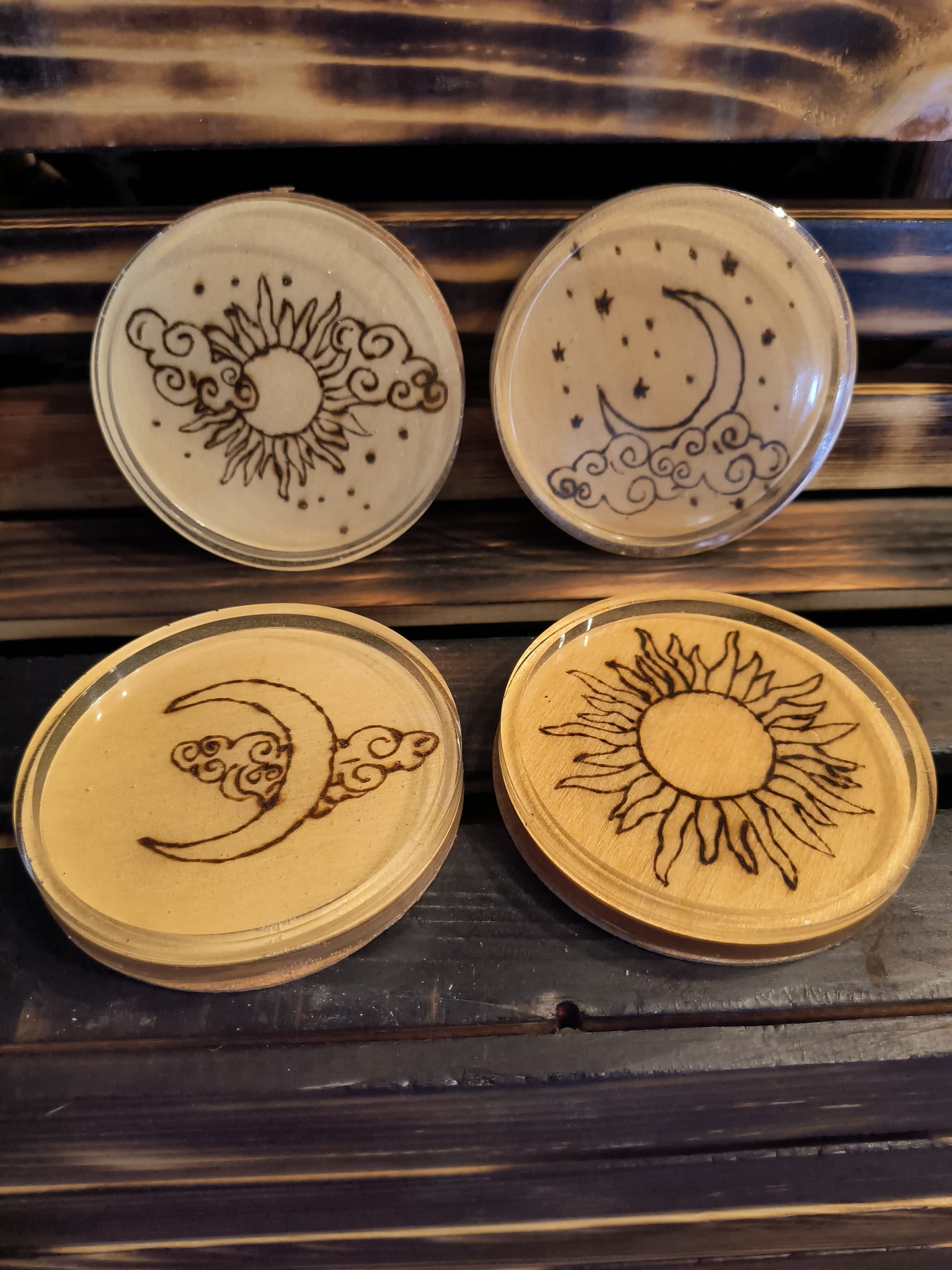 Sun and Moon (Set of 4$20 Single $6)