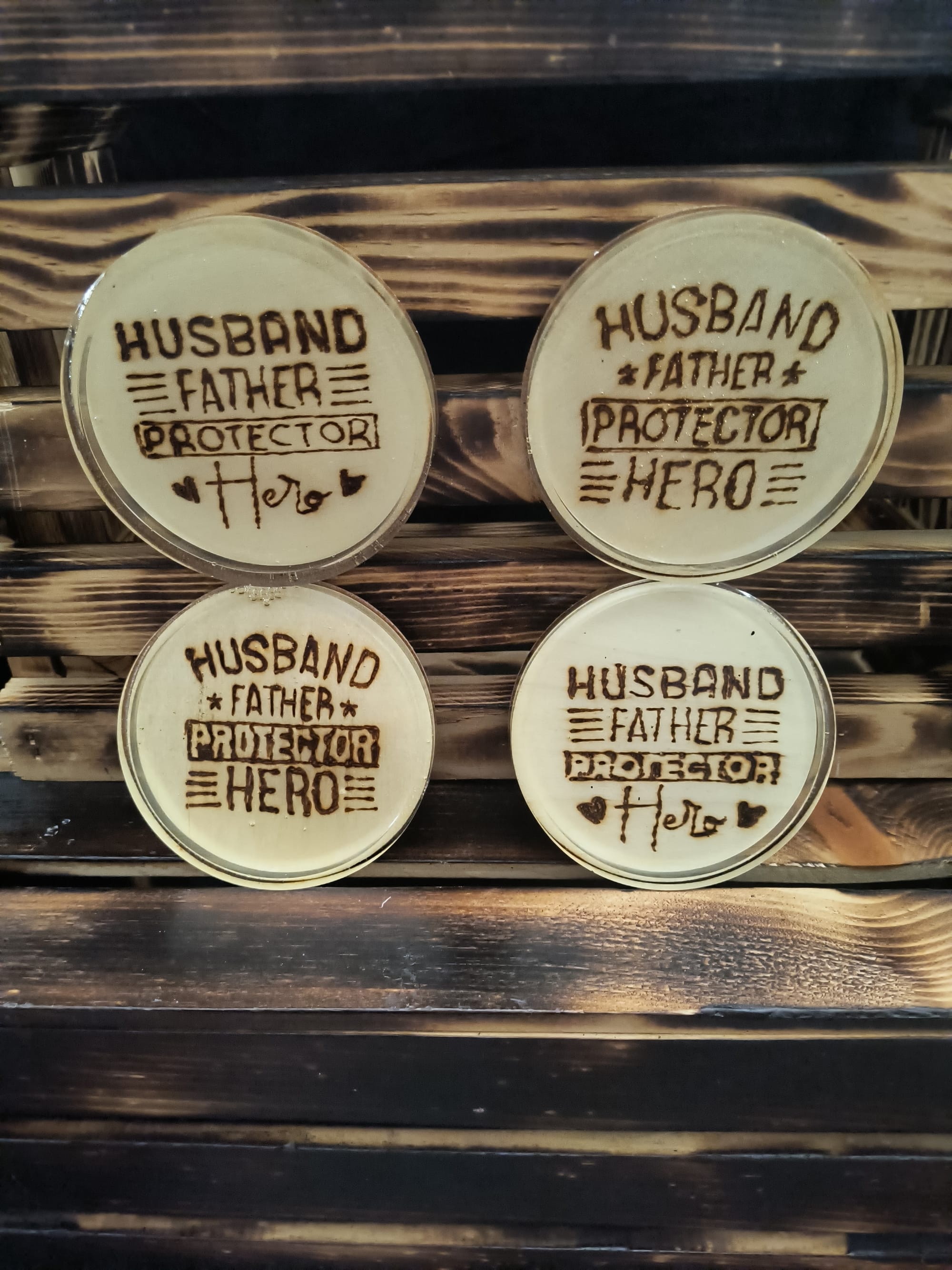 Husband Father Protector Hero (Set of 4 $20 Single $6)
