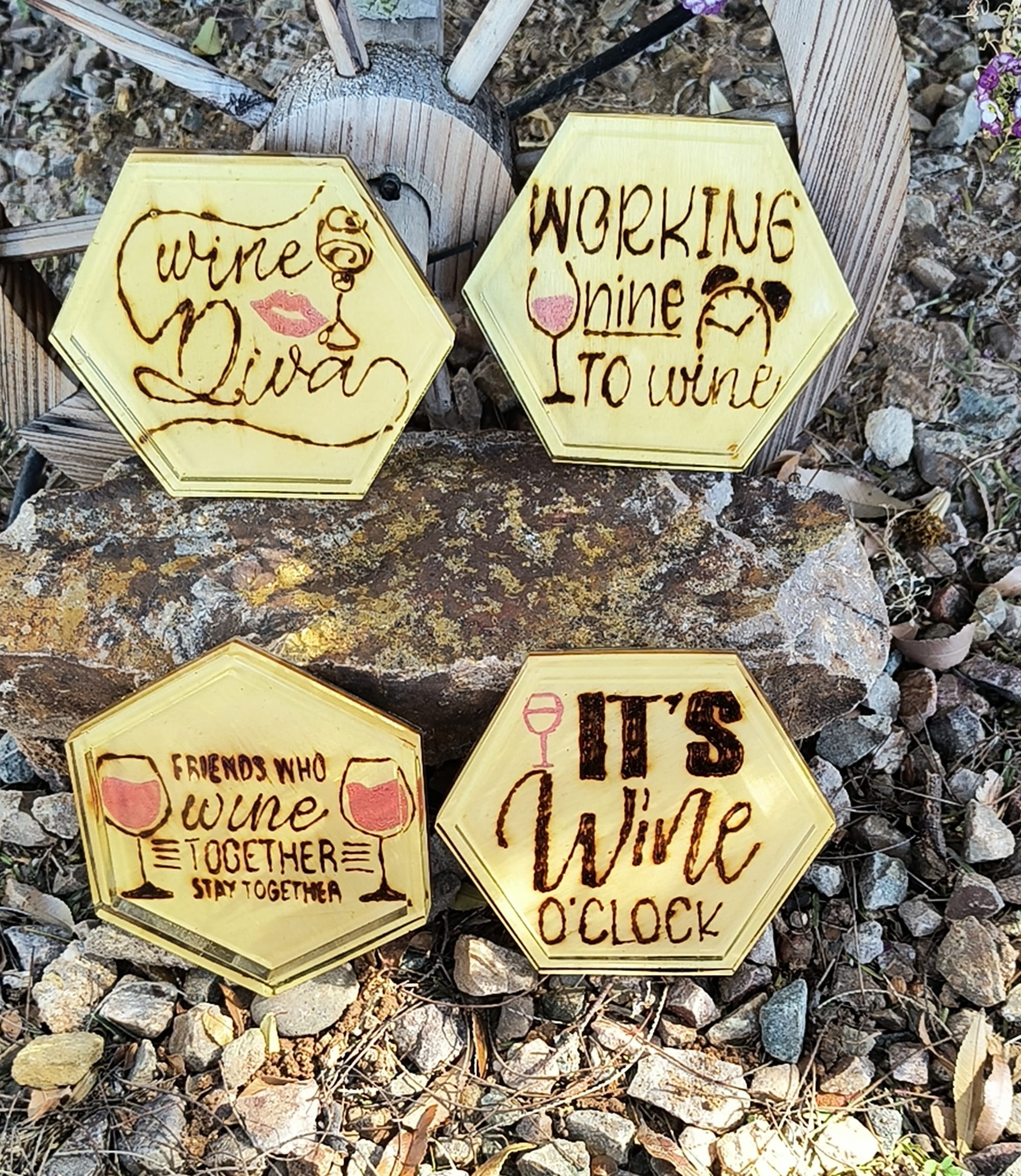 Colorful Wine Phrases (Set of 4 $20 Single $6)