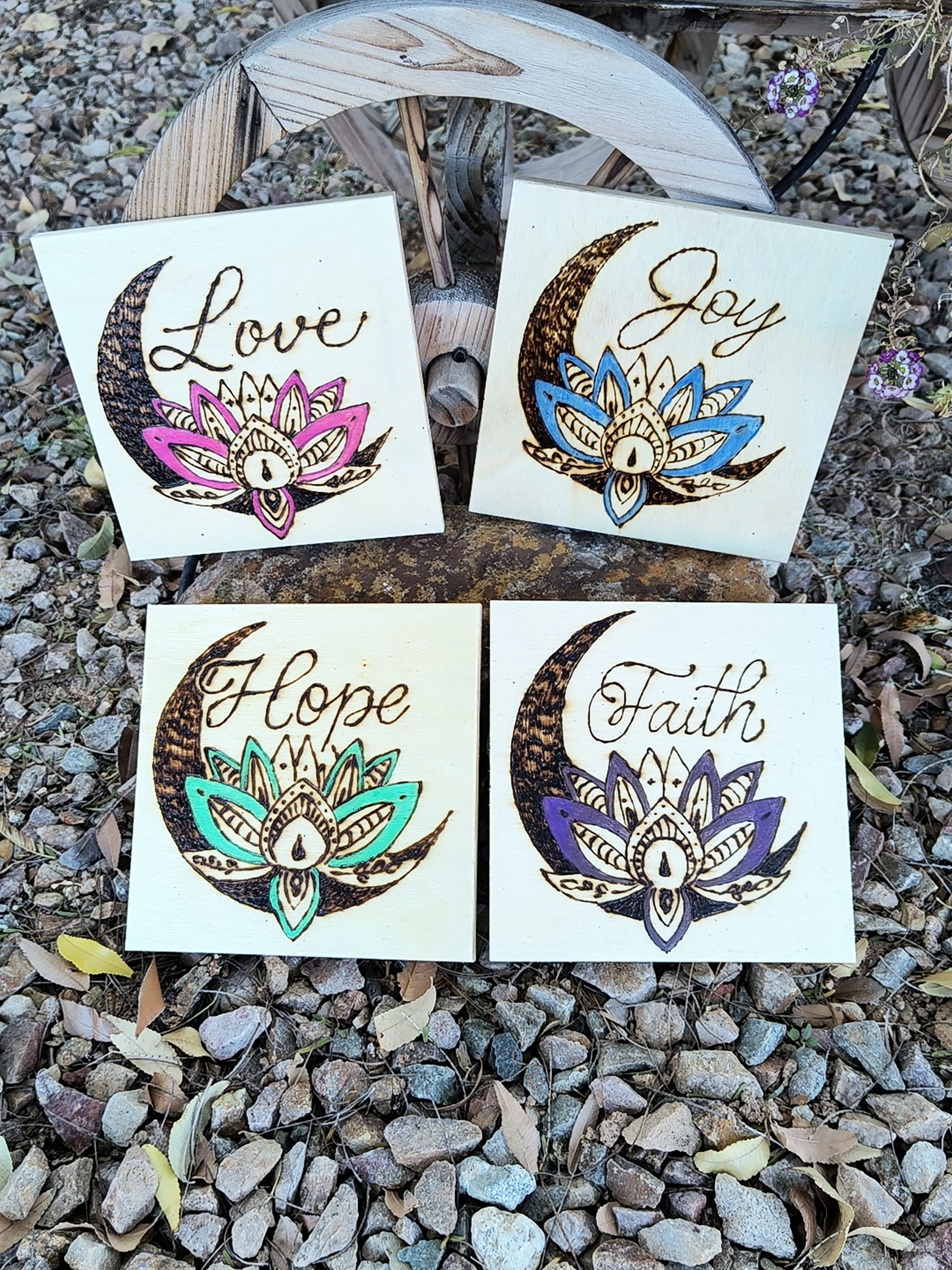 Crescent Moon Lotus Words(1 for $10 or 4 for $30)