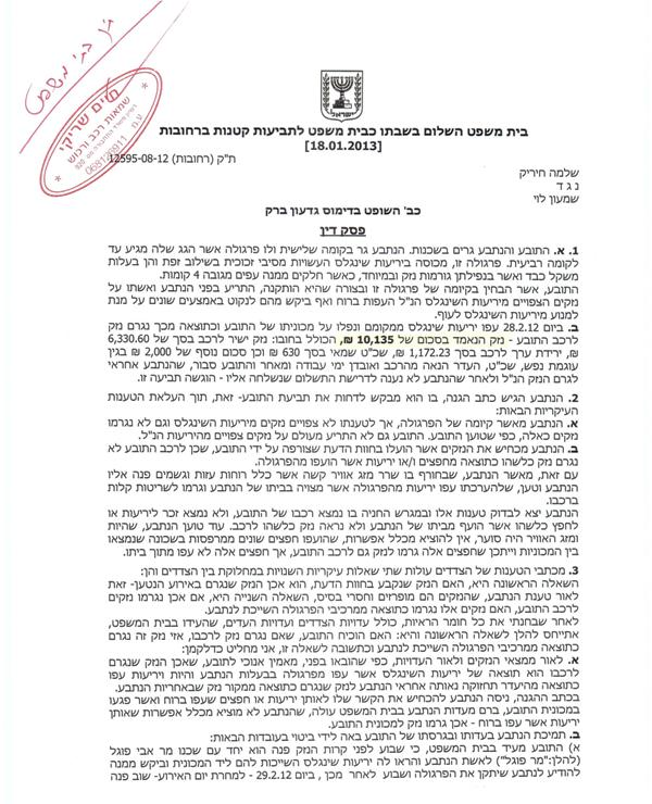 פסק דין רכב