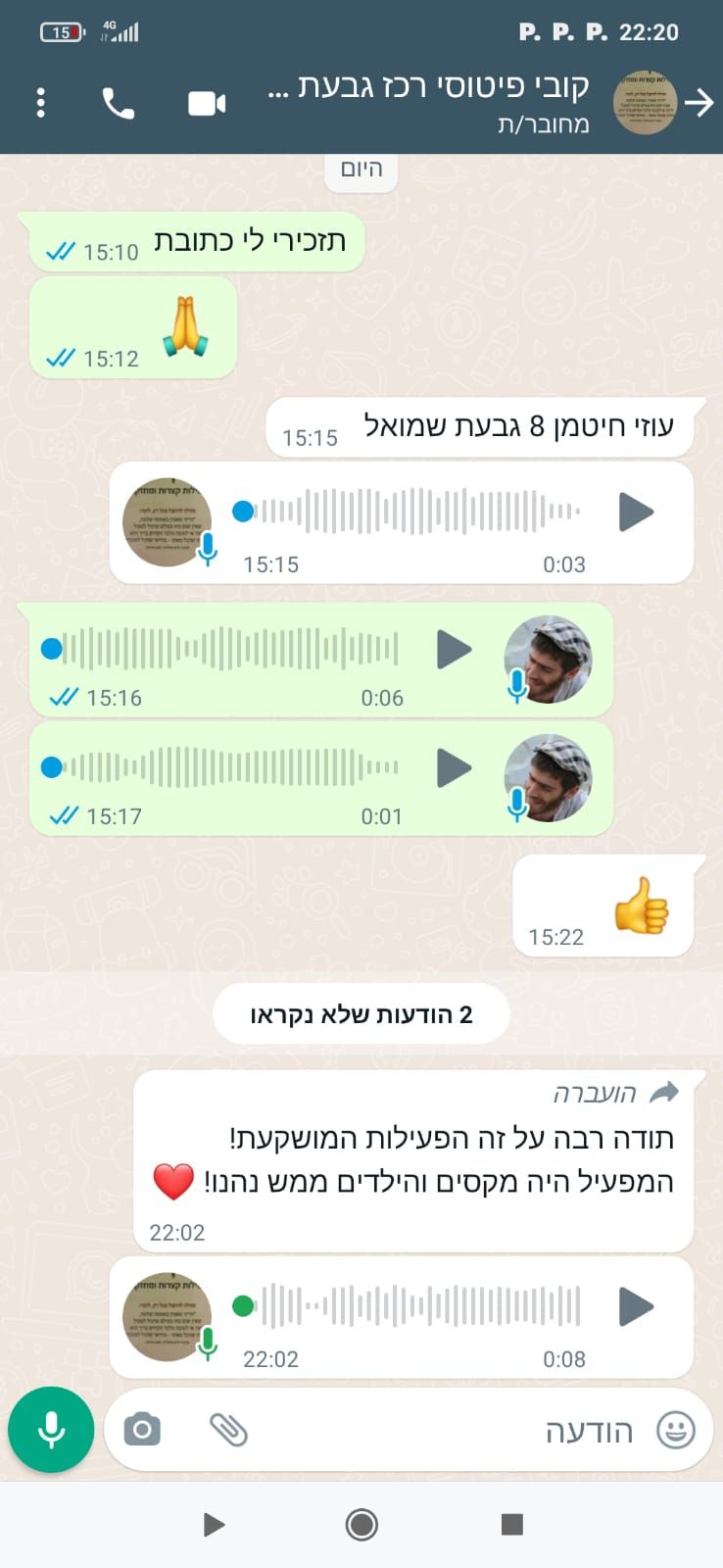 תגובות של אחרי פעילות