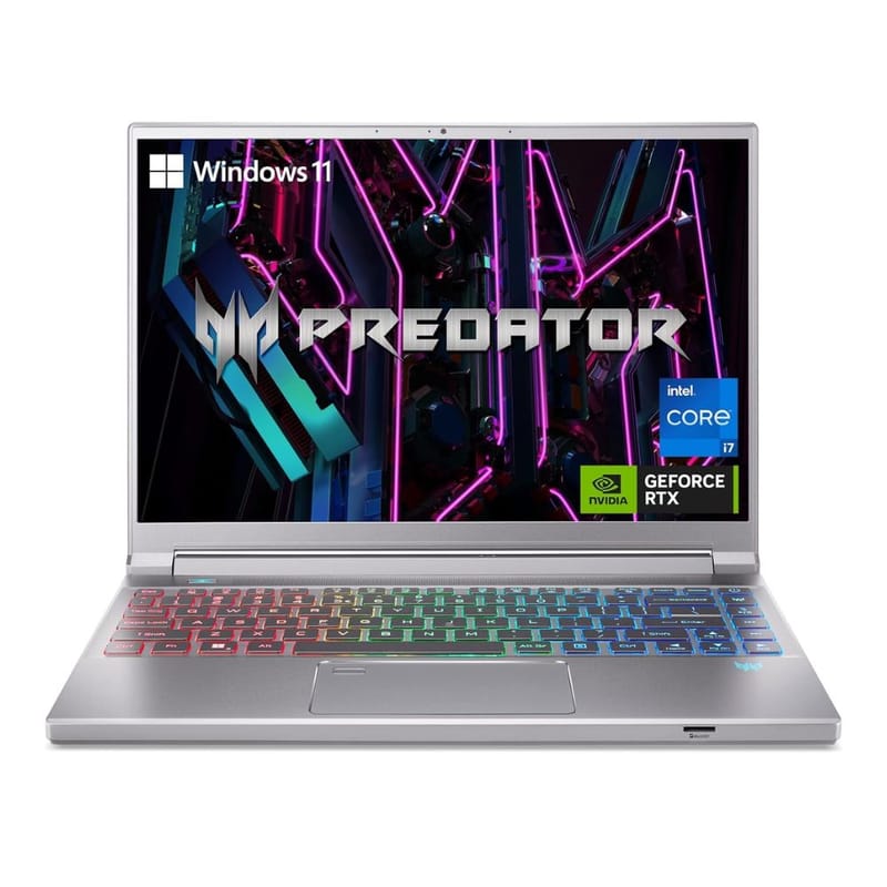 Acer Predator Triton 14 – Intel® Core™ i7-13700H | 16GB DDR5 RAM | 512GB SSD | RTX™ 4050 6GB | 14″ WUXGA 165Hz IPS Display | 3-Zone RGB Keyboard | Windows 11 | Sparkly Silver