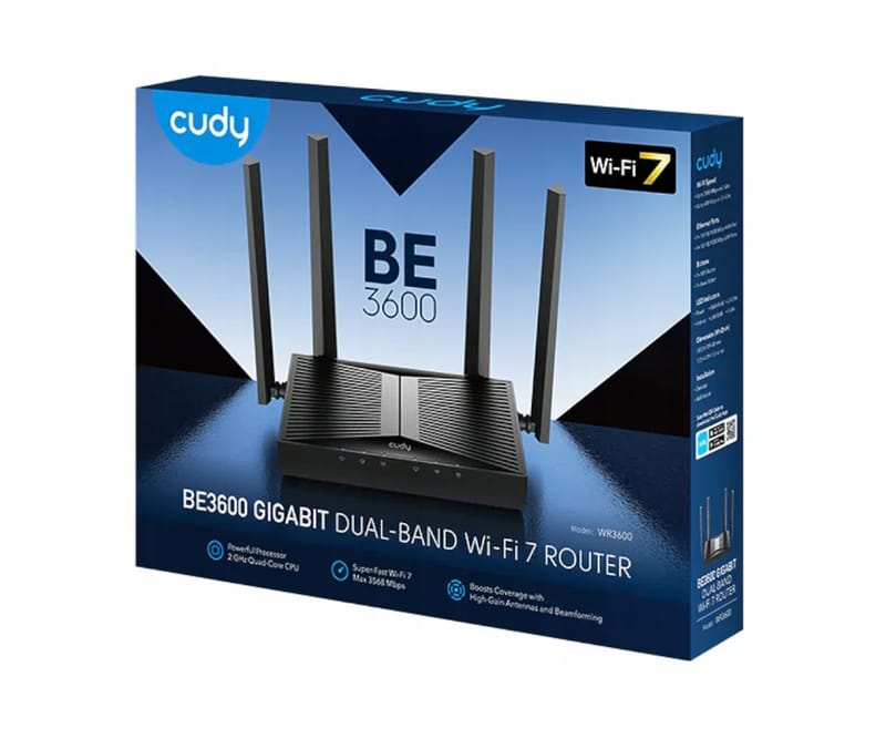 Cudy Système Maillé WiFi 7 Double Bande BE3600, 3,6 Gbit/s 160 MHz, Couverture Jusqu'à 7 000 M², 3 Ports Gigabit, Compatible Multi-VPN, Contrôle Par