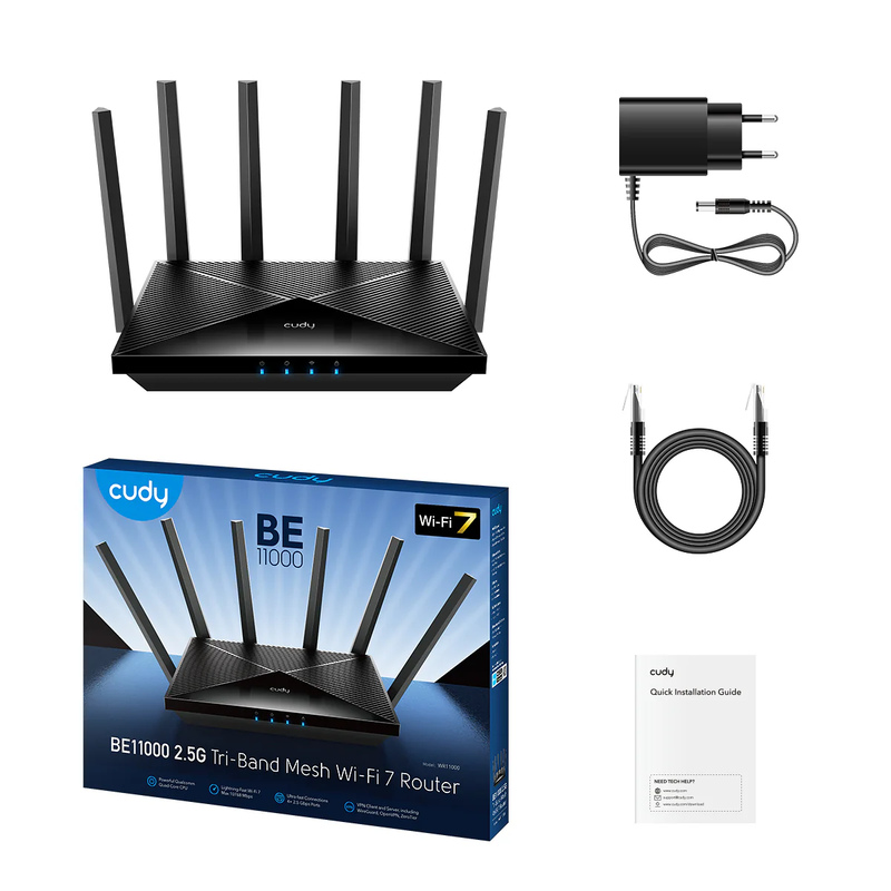 Caddy Router CUDY WR11000 BE11000 Wi-Fi 7 Mesh Router | 2.5G Tri-Band Router