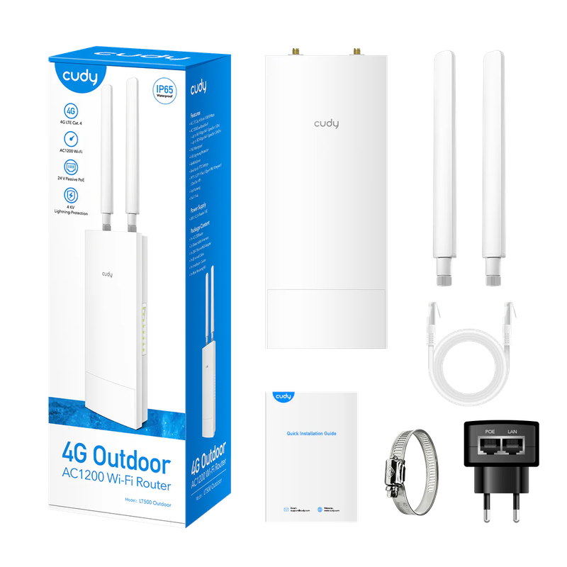 Bait Router CUDY LT500 Outdoor 4G LTE Cat 4 AC1200 Wi-Fi Router | Weatherproof...