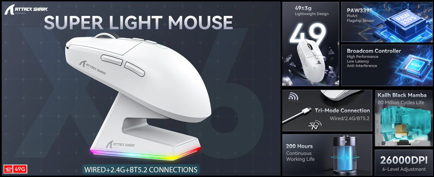 Attack Shark X6 Gaming Mouse Overview