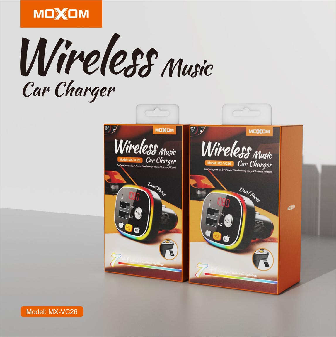 MOXOM MX-VC26 Dual Ports Wireless Music Car Charger – Jaber Game Store