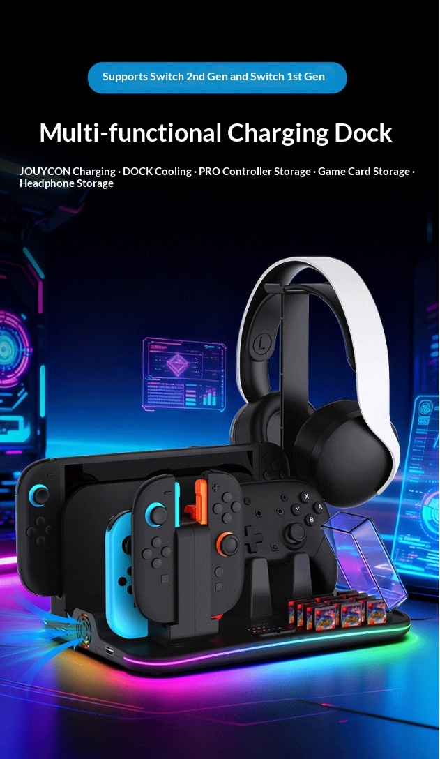 For Switch 2 12-in-1 Multi-functional Cooling and Charging ...