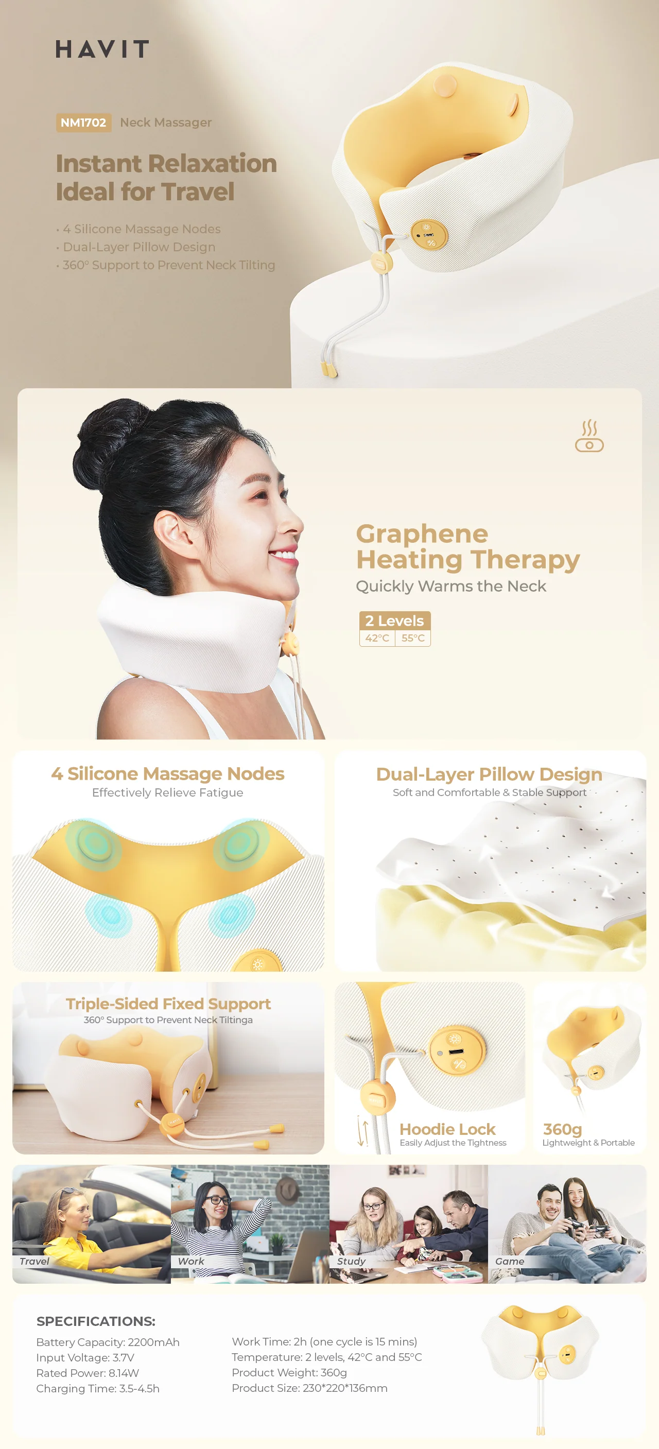 HAVIT Neck Massager - Relaxing Neck Pain Solution | NM1702 — HAVIT Business