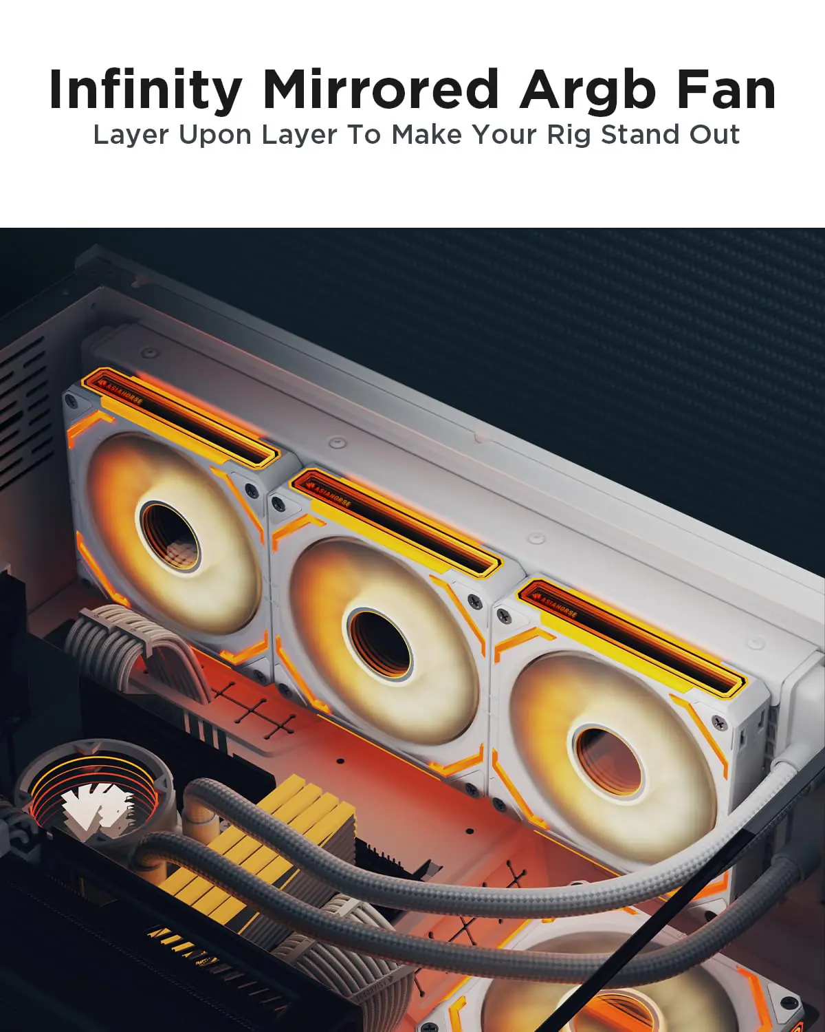 ASIAHORSE COSMIQ ARGB 120mm PWM Fan (Forward, White, 1-Pack) – Daisy Chain Design, 2000 RPM, 68.5 CFM Airflow, HDB Bearing, Music Sync Lighting, 50,000h Lifespan - Image 7