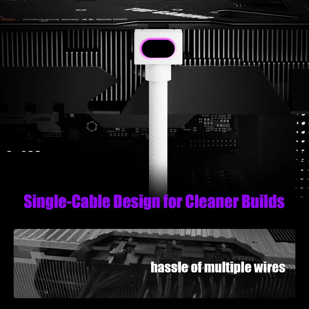 ASIAHORSE Hydrus 8-Pin ARGB GPU B Extension Cable – 30cm, White, 18AWG Wire, 12V RGB Lighting, 25A Current, 300W Power, Premium PVC Sleeving for High-Performance GPUs - Image 4