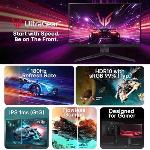 LG Ultragear 24GS65F IPS Full HD Gaming Monitor, 24 Inch, 1920 X 1080, 1ms,  180Hz, HDR