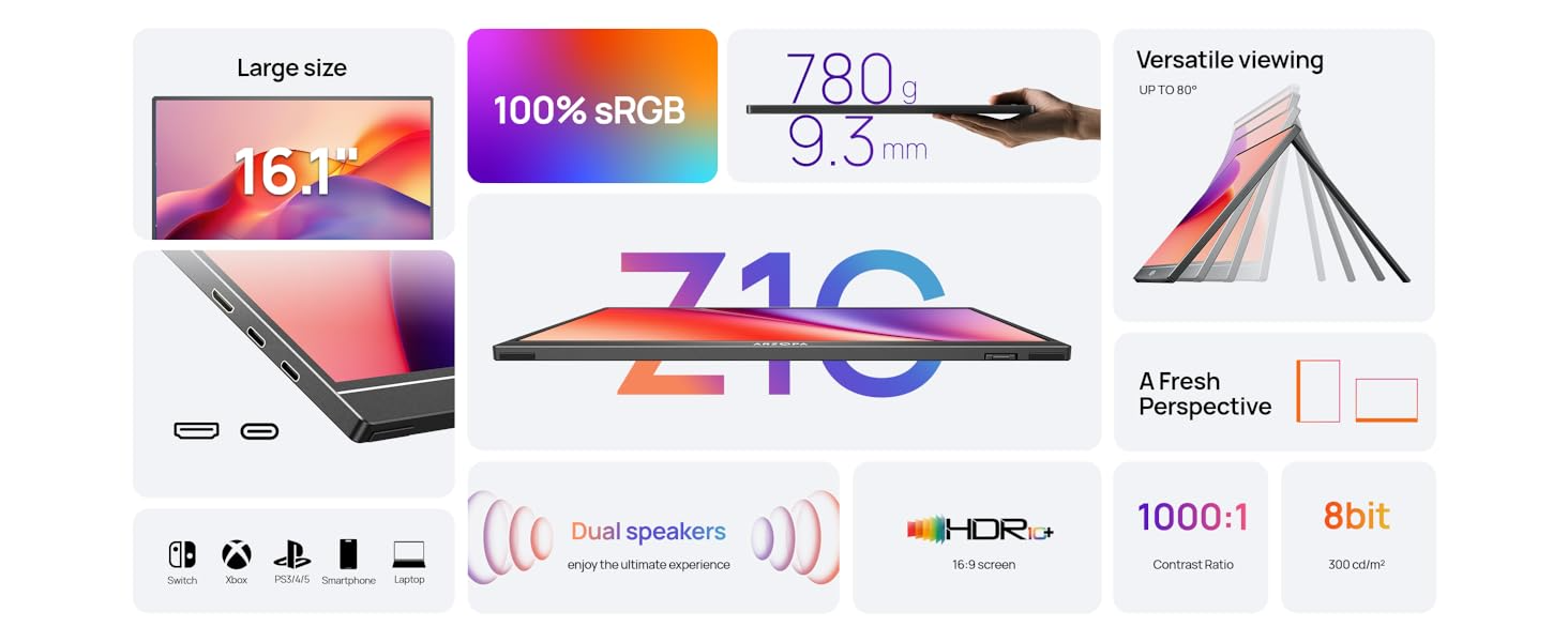 Z1C 16.1" 100% sRGB Kickstand Portable Monitor