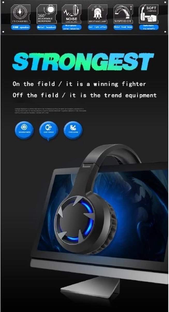 Casque de jeu A9 avec microphone pour Xbox One, Playsation 4 ...