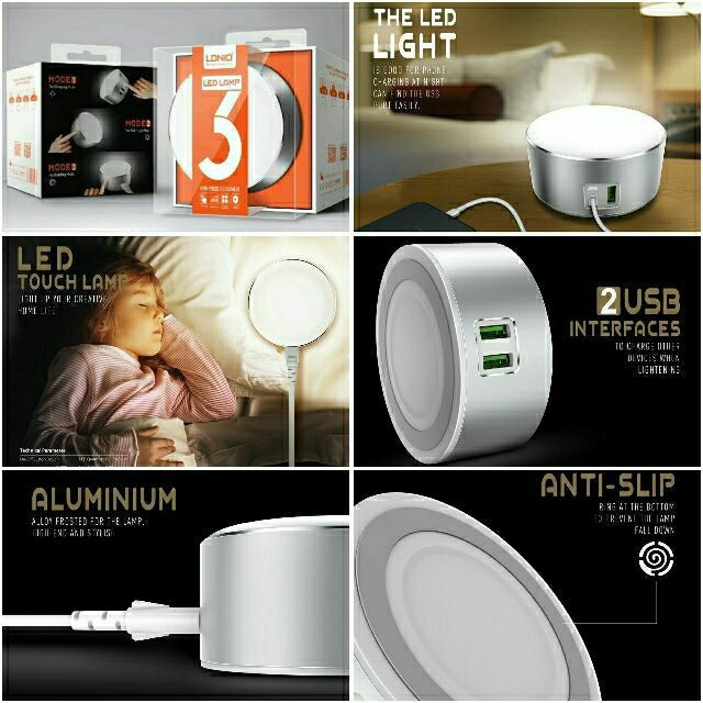 LDNIO A2208 SOFT TOUCH LED LAMP WITH 2 USB PORT CHARGER | Shopee Malaysia