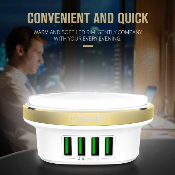 LDNIO A4406, 4 Port Plug USB Charger With LED Light - TezkarShop Official  Website